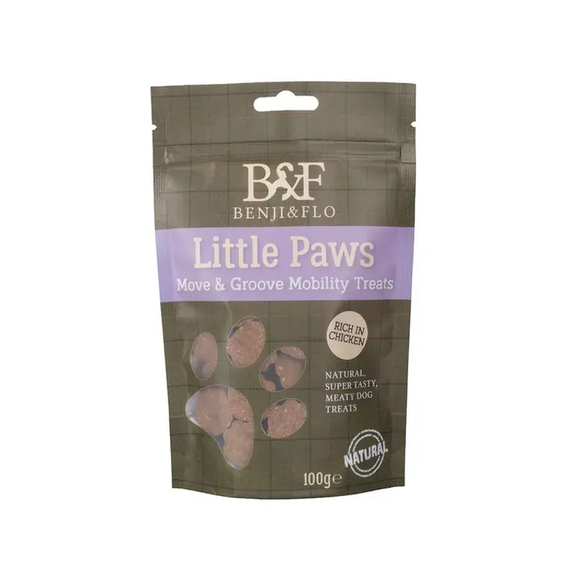 Benji and Flo 100g Little Paws Move and Groove Mobility Chicken Treats in Brown