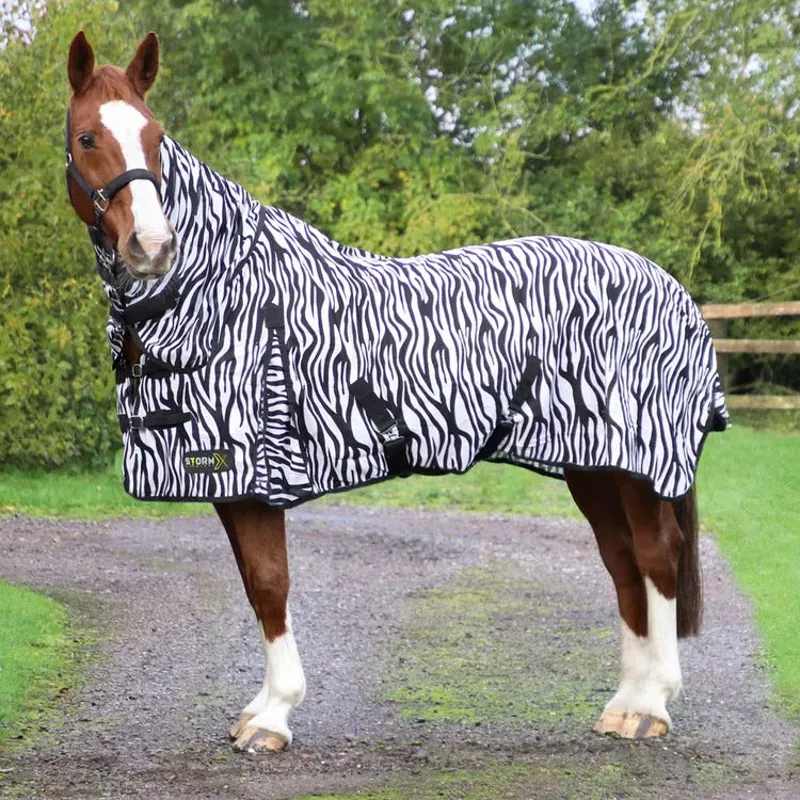 StormX Original Zebra Print Fly Rug in Black/White