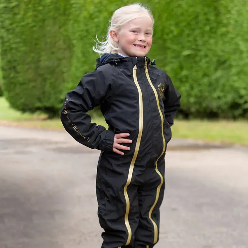 Supreme Products Childs Active Show Rider Waterproof Onesie in Black/Gold