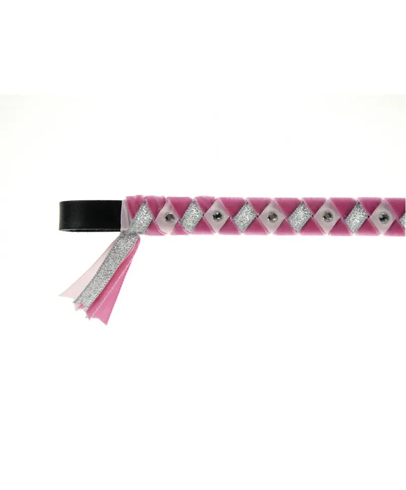 ShowQuest York Brow Band in Cerise/Pale Pink/Silver with Crystals