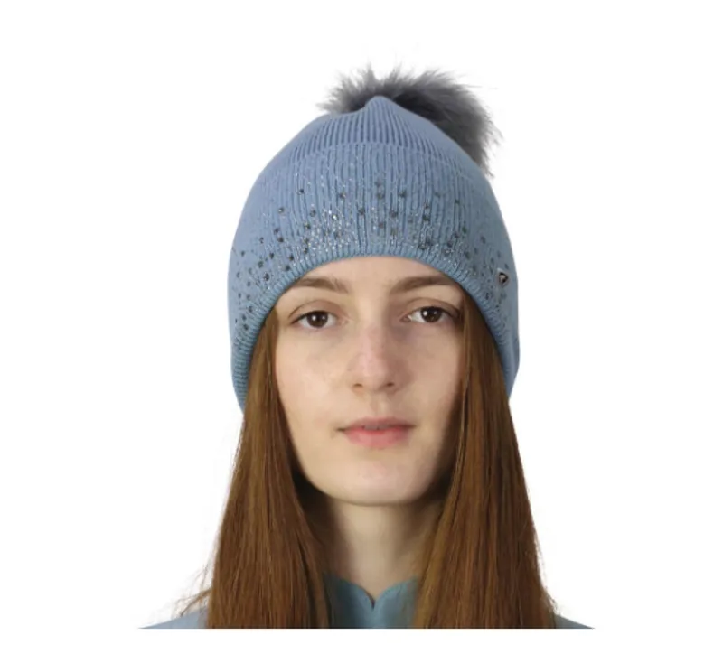 Hy Equestrian Synergy Diamante Bobble Hat in Aqua