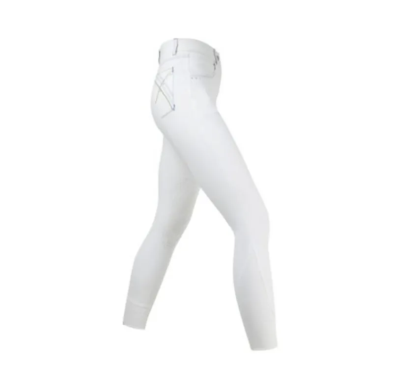 Hy Performance Olympian Ladies Breeches in Arctic White/Royal Blue