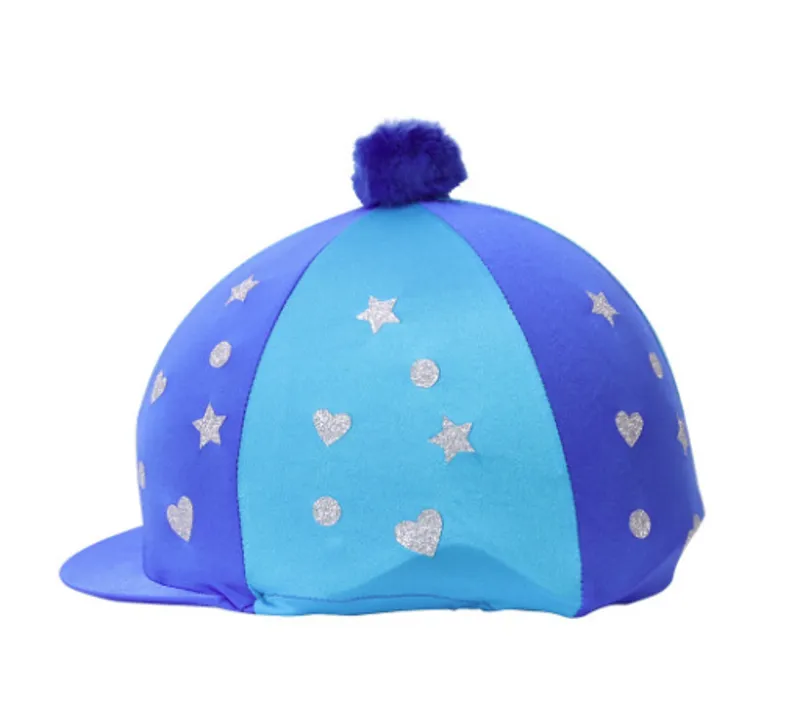 Hy Equestrian Glitter Magic Hat Cover in Royal Blue/Turquoise
