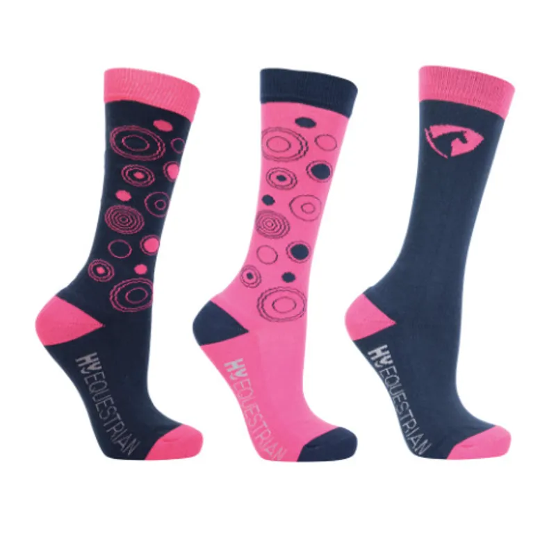 Hy Equestrian Dynamizs Ecliptic 3-pack Socks in Navy/Magenta