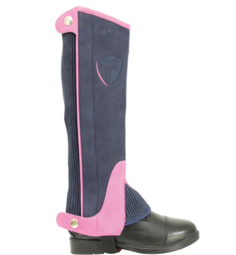 Hy Equestrian Belton Children's Half Chaps in Navy/Pink