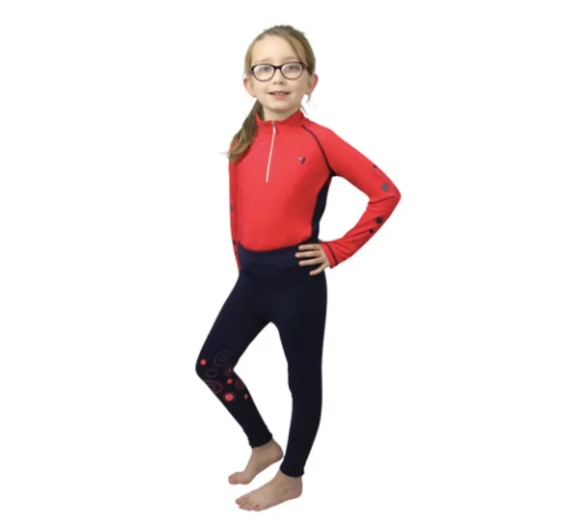 Hy Equestrian DynaMizs Ecliptic Riding Tights in Red/Navy