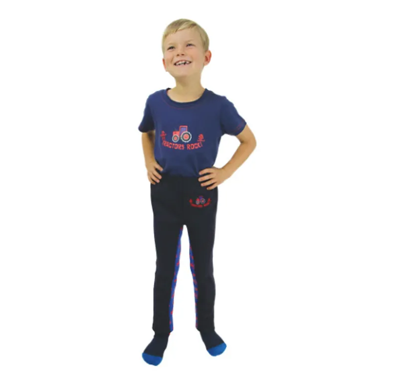 Hy Equestrian Tractors Rock Tots Jodhpurs in Navy/Royal Blue/Red