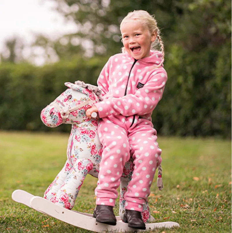 Supreme Products Child's Dotty Fleece Onesie in Pretty Pink