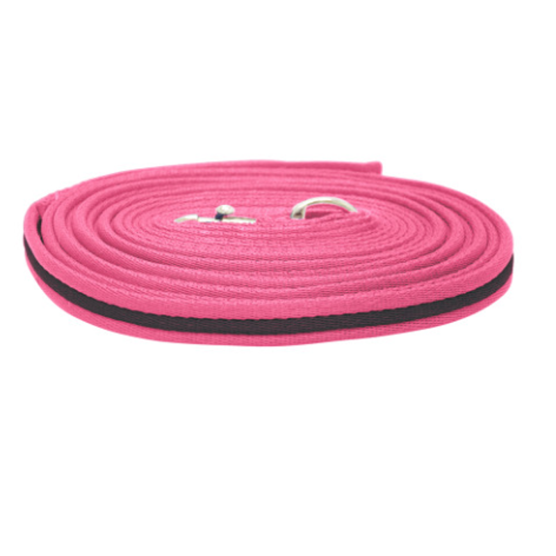 Hy Soft Webbing Lunge Rein in Black/Hot Pink
