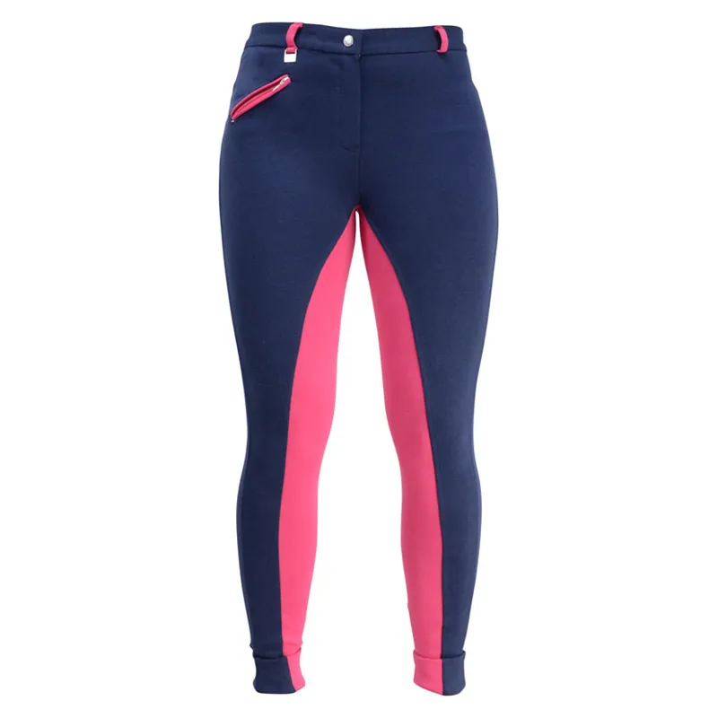 HyPERFORMANCE Manby Ladies Jodhpurs - - Navy/Raspberry 24