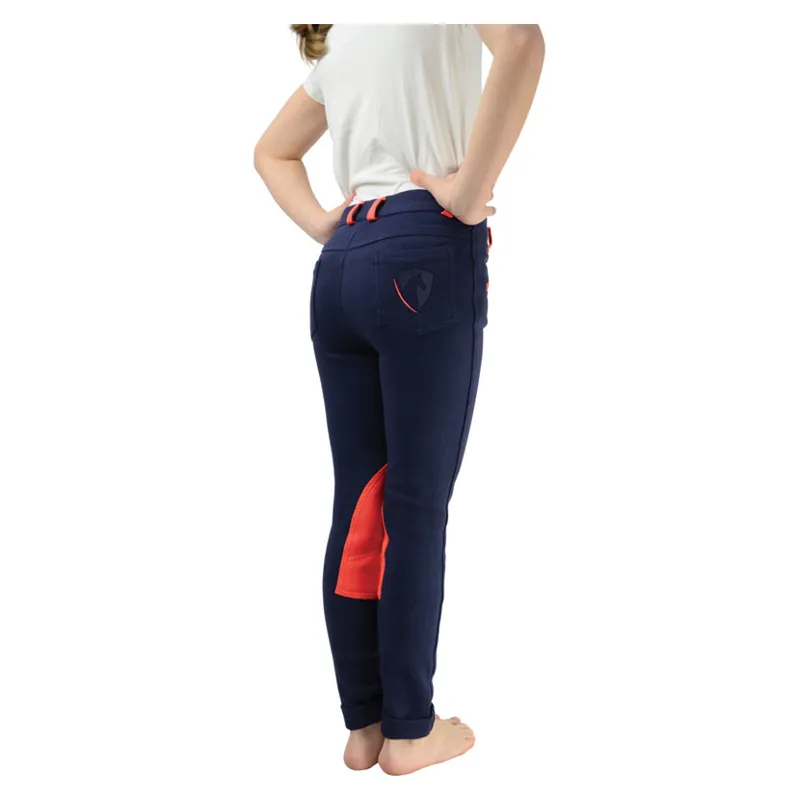 Hy Equestrian Belton Children's Jodhpurs in Navy/Red