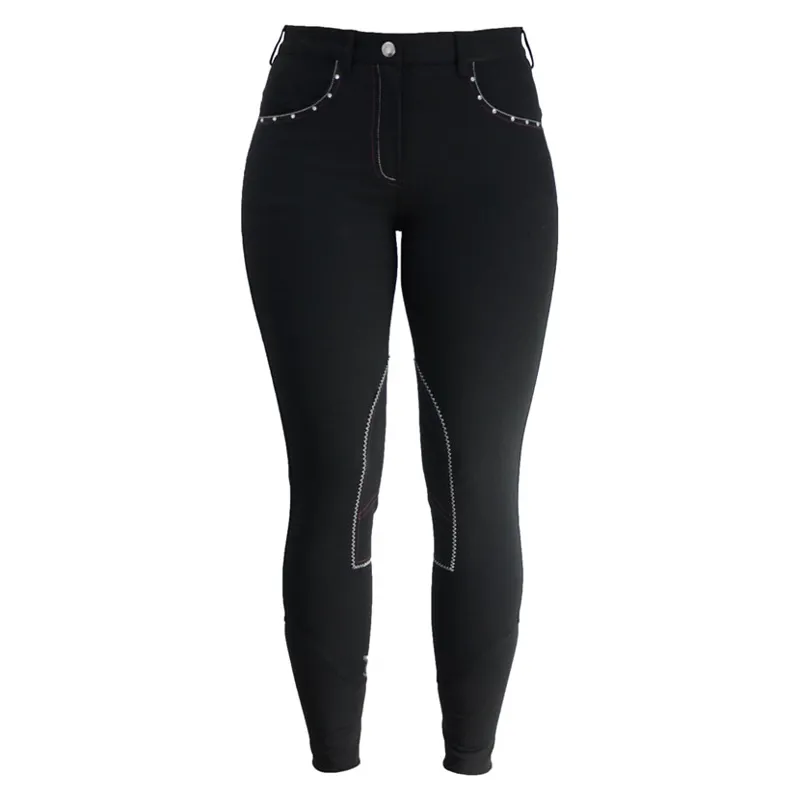 Hy Performance Diamante Ladies Breeches in Black/Berry
