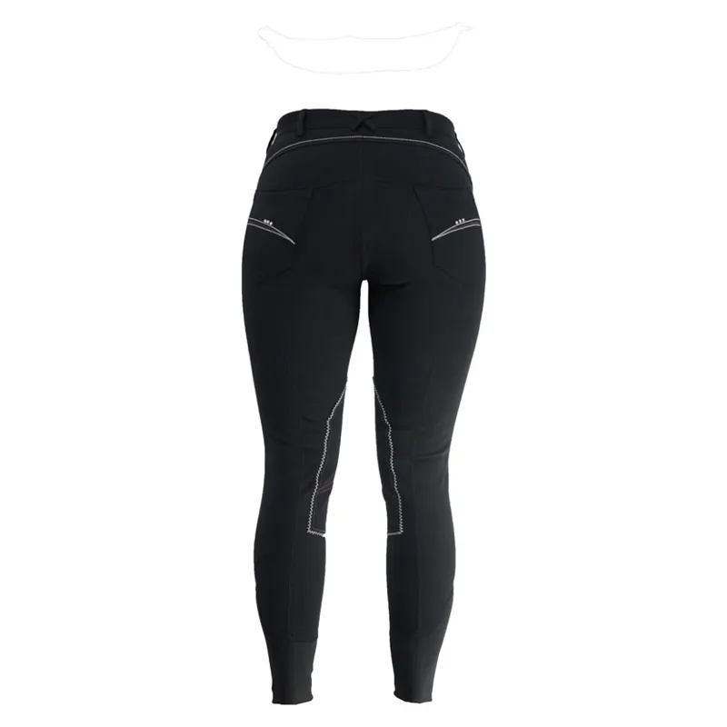 Hy Performance Diamante Ladies Breeches in Black/Berry-2