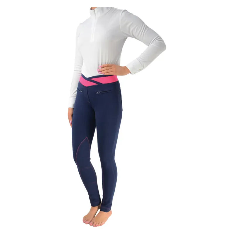 Hy Equestrian Brixton Ladies Jodhpurs in Navy/Raspberry