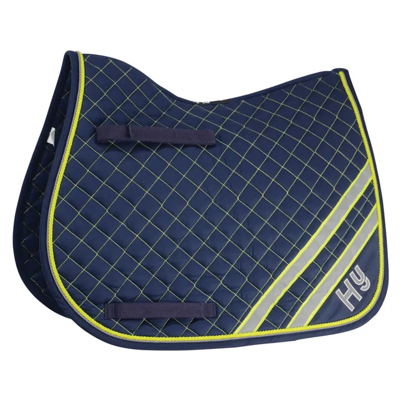 Hy Equestrian Reflector Saddle Pad in Blue/Yellow/Silver