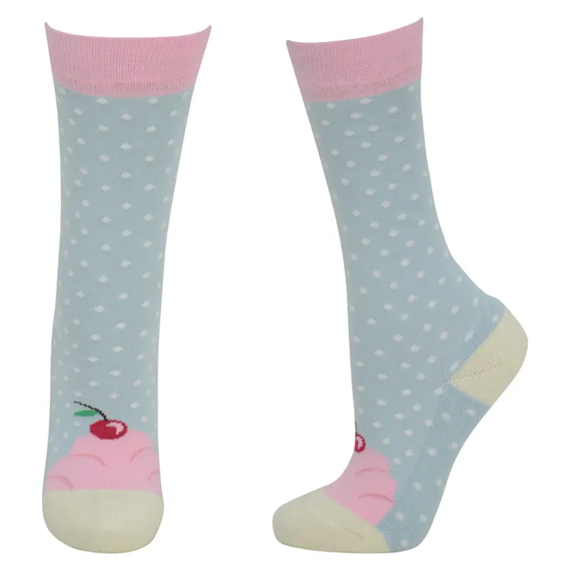 HyFASHION Cupcake Socks (Pack Of 3) - Child 10- 3 Blue Tint/Pink Icing child 10-3