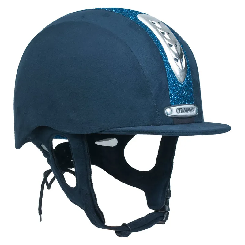 Champion Junior X-Air Plus Dazzle Riding Helmet in Navy/Navy