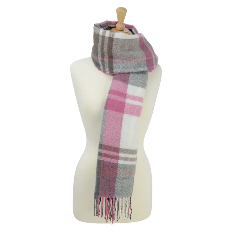 Hy Equestrian Ladies Supersoft Tartan Scarf in Berry