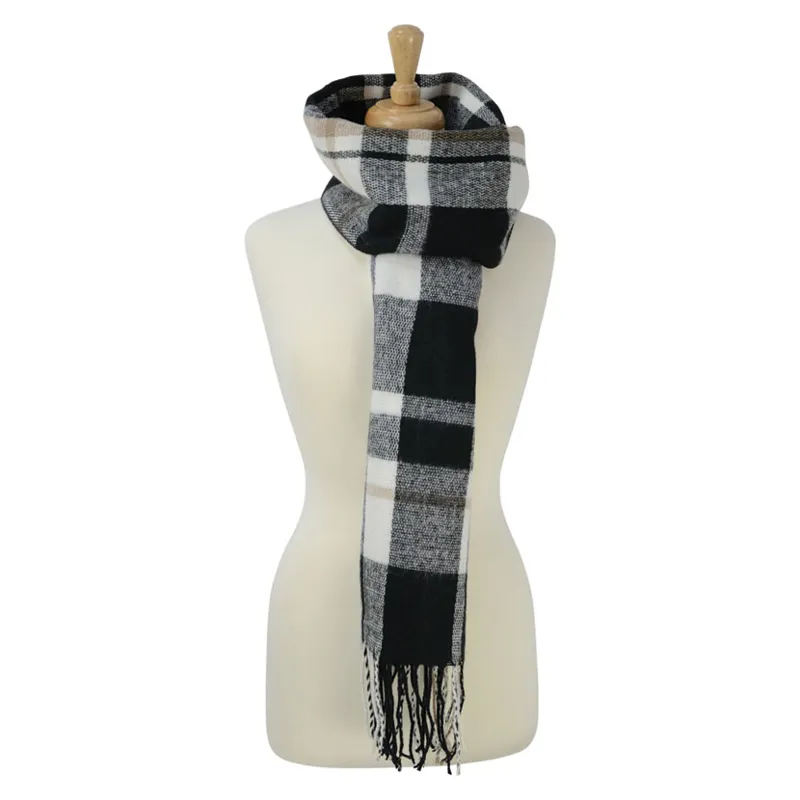 Hy Equestrian Ladies Supersoft Tartan Scarf in Black/White