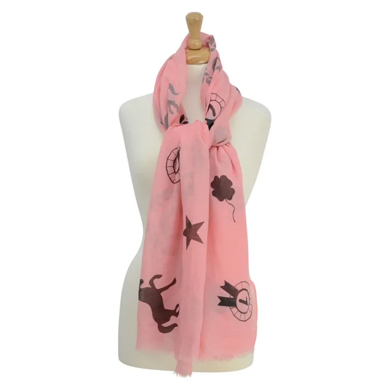 Hy Fashion Ladies Balmoral Scarf in Coral/Black