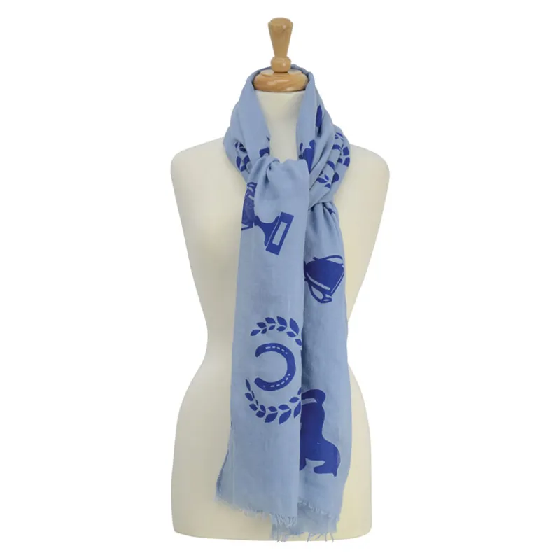 Hy Fashion Ladies Balmoral Scarf in Light Blue/Royal Blue