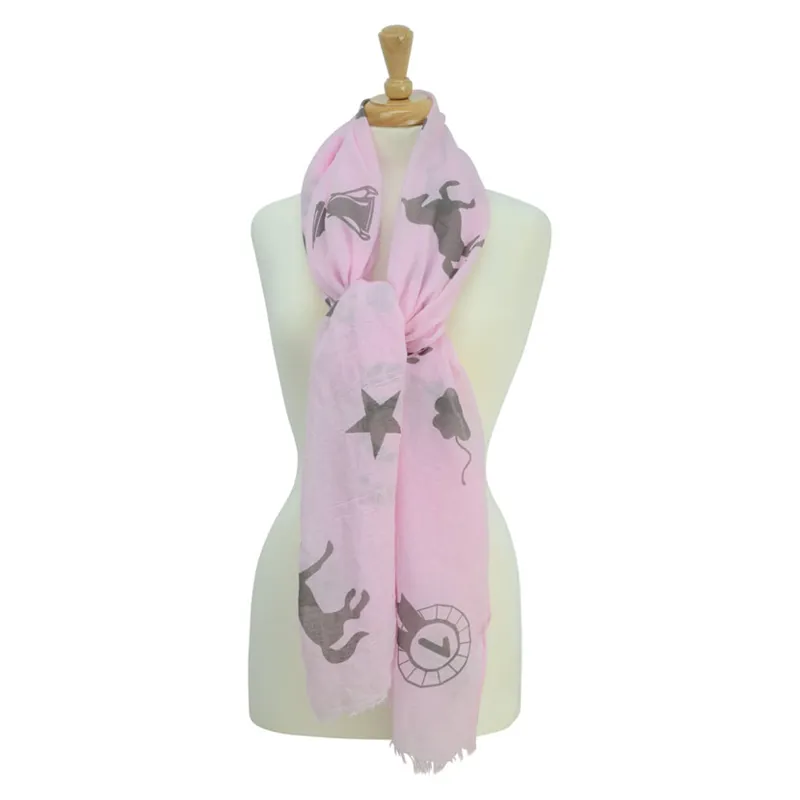 Hy Fashion Ladies Balmoral Scarf in Pastel Pink/Pale Brown