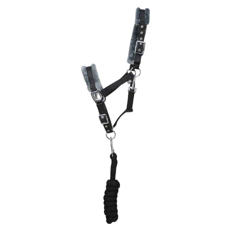 Hy Sport Active Head Collar and Lead Rope in Black