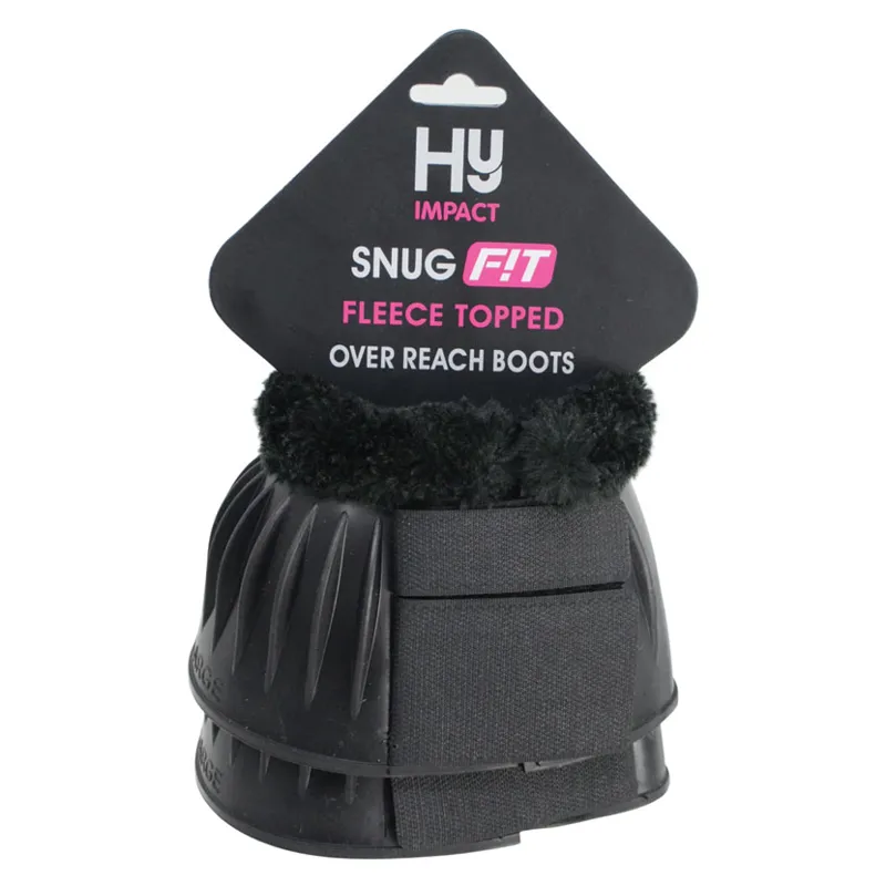 Hy Equestrian SnugFit Fleece Topped Over Reach Boots in Black