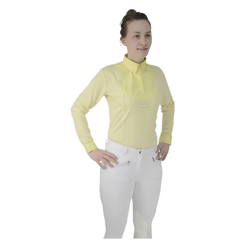 Hy Fashion Ladies Dedham Long Sleeved Tie Shirt in Yellow
