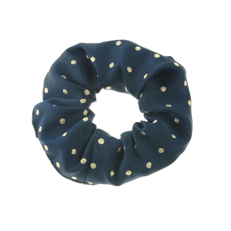 ShowQuest Lurex Spot Scrunchie in Navy/Gold