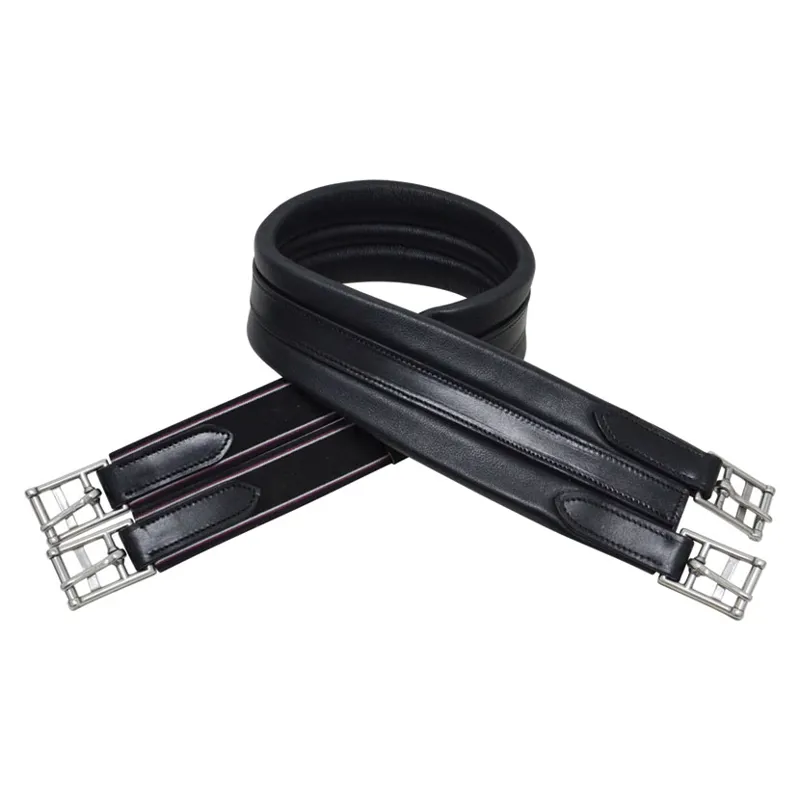 Hy Equestrian Elasticated Padded Leather Atherstone Girth in Black