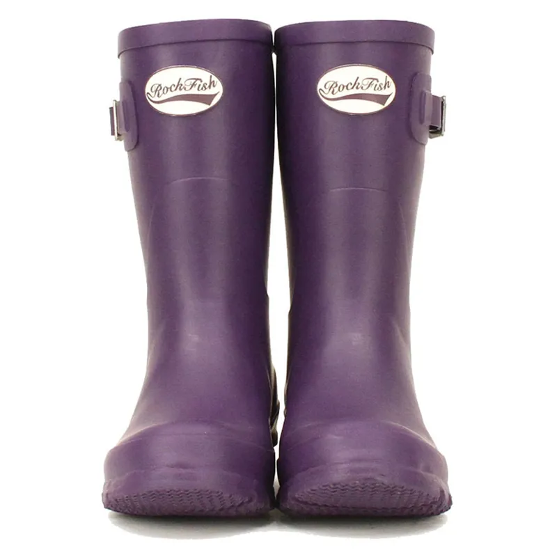 Rockfish Women's Short Matt Wellington Boots in Purple Grape-1