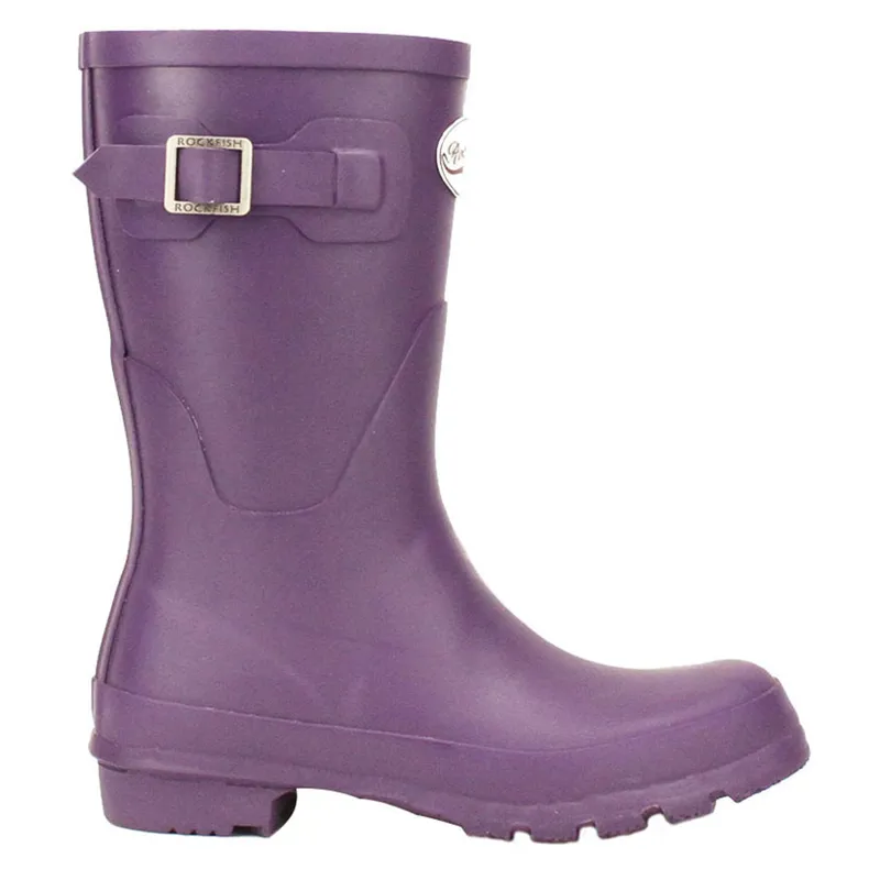 Rockfish Women's Short Matt Wellington Boots in Purple Grape-2