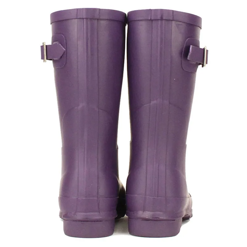 Rockfish Women's Short Matt Wellington Boots in Purple Grape-3