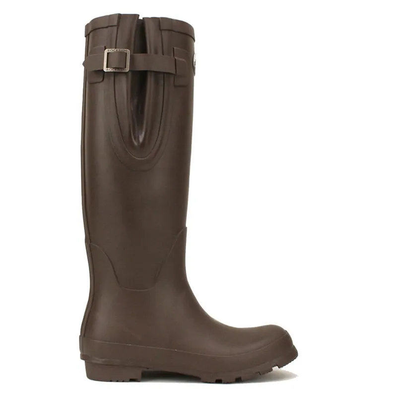 Rockfish Women's Tall Adjustable Matt Wellington Boots in Dark Chocolate-2