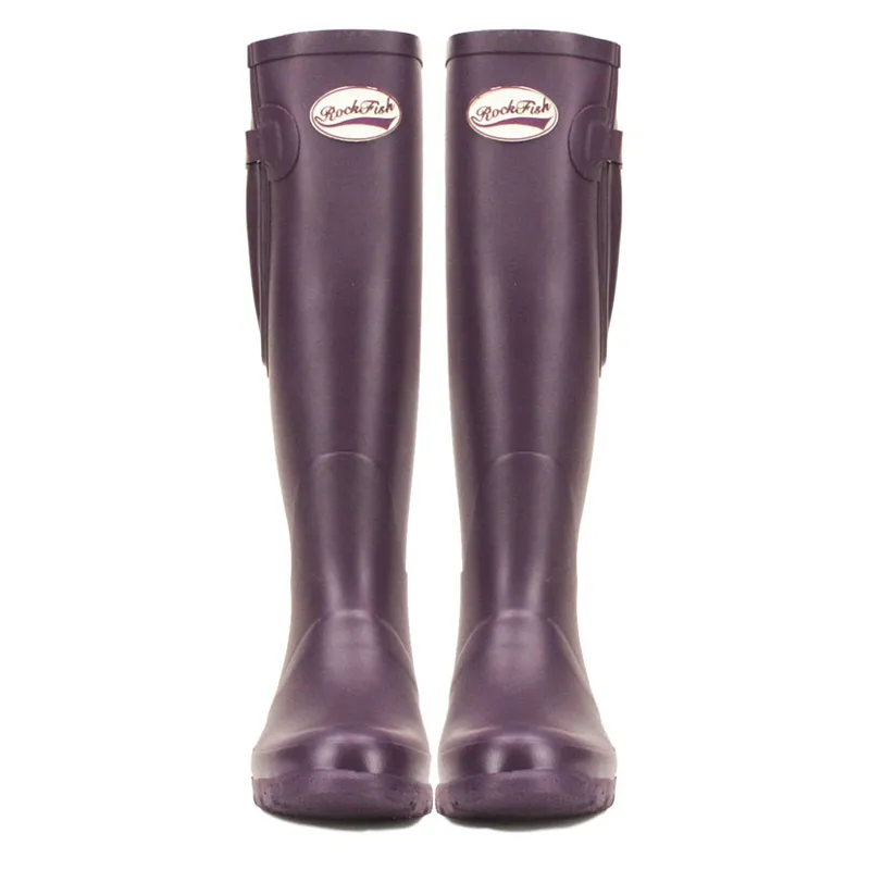 Rockfish Women's Tall Adjustable Matt Wellington Boots in Purple Grape-1