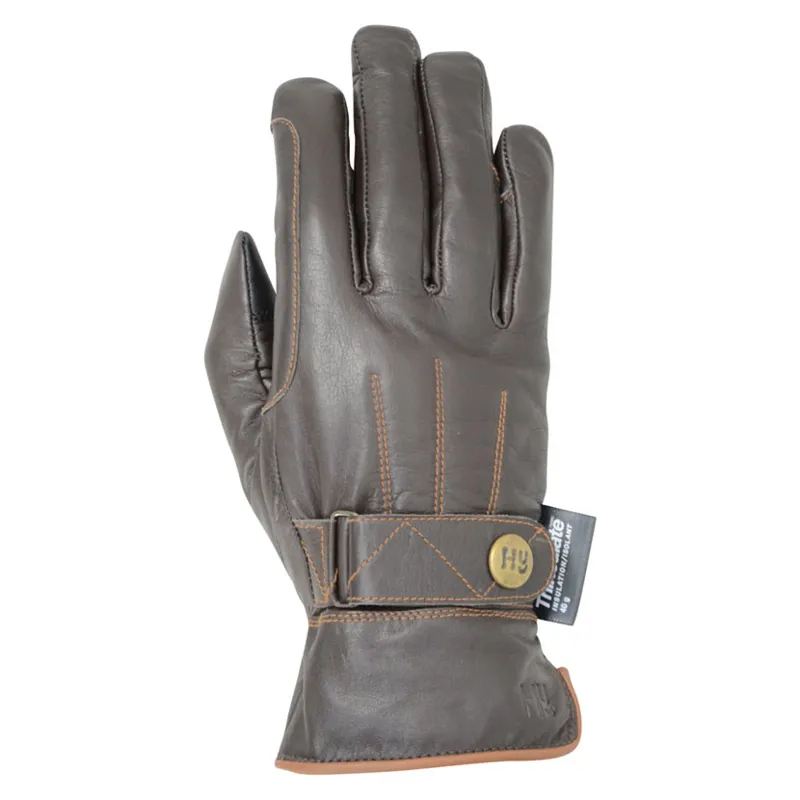 Hy Equestrian Thinsulate Leather Winter Gloves in Brown/Tan