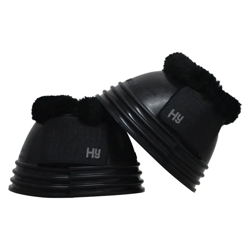 Hy Equestrian Ringed Fleece Topped Over Reach Boots in Black