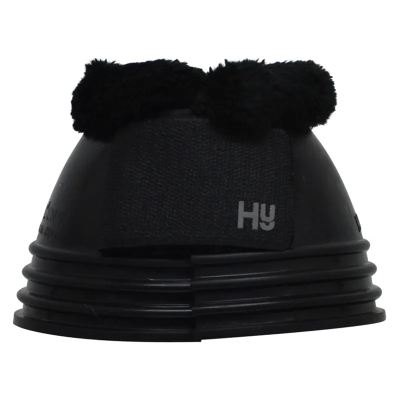 Hy Equestrian Ringed Fleece Topped Over Reach Boots in Black-1
