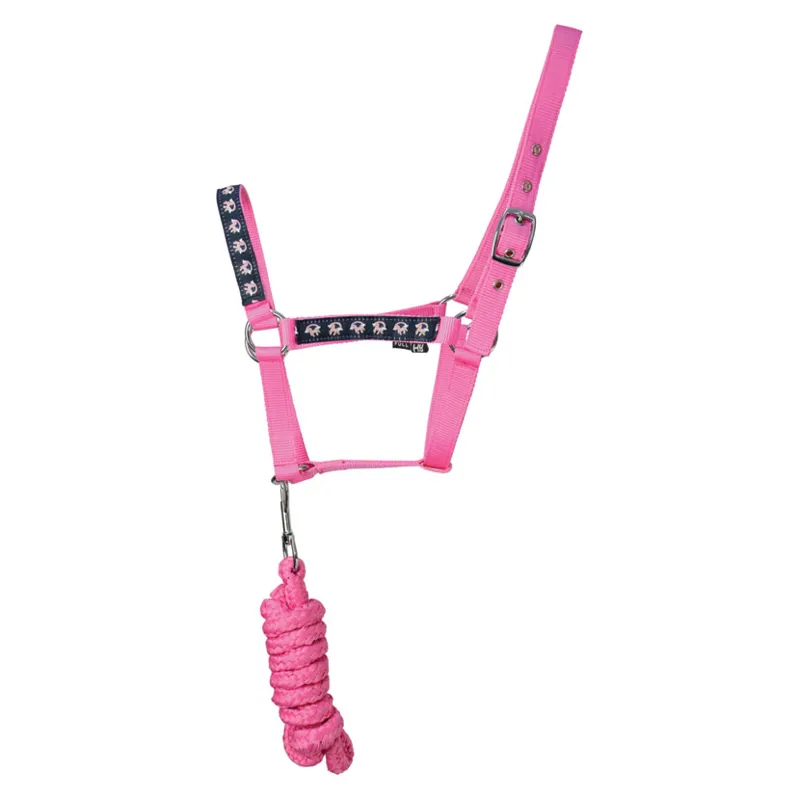 Hy Unicorn Head Collar and Lead Rope in Navy/Pink