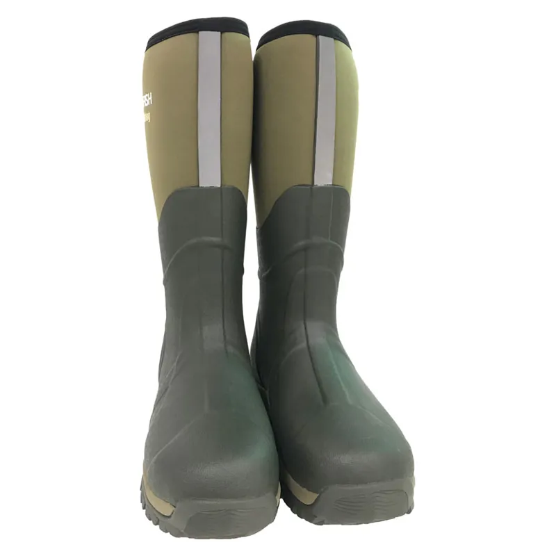 Rockfish Neoprene Lined Groundhog Wellington Boots in Olive Green
