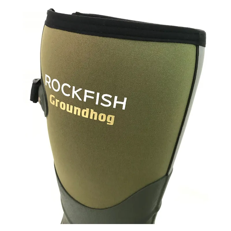 Rockfish Neoprene Lined Groundhog Wellington Boots in Olive Green-3