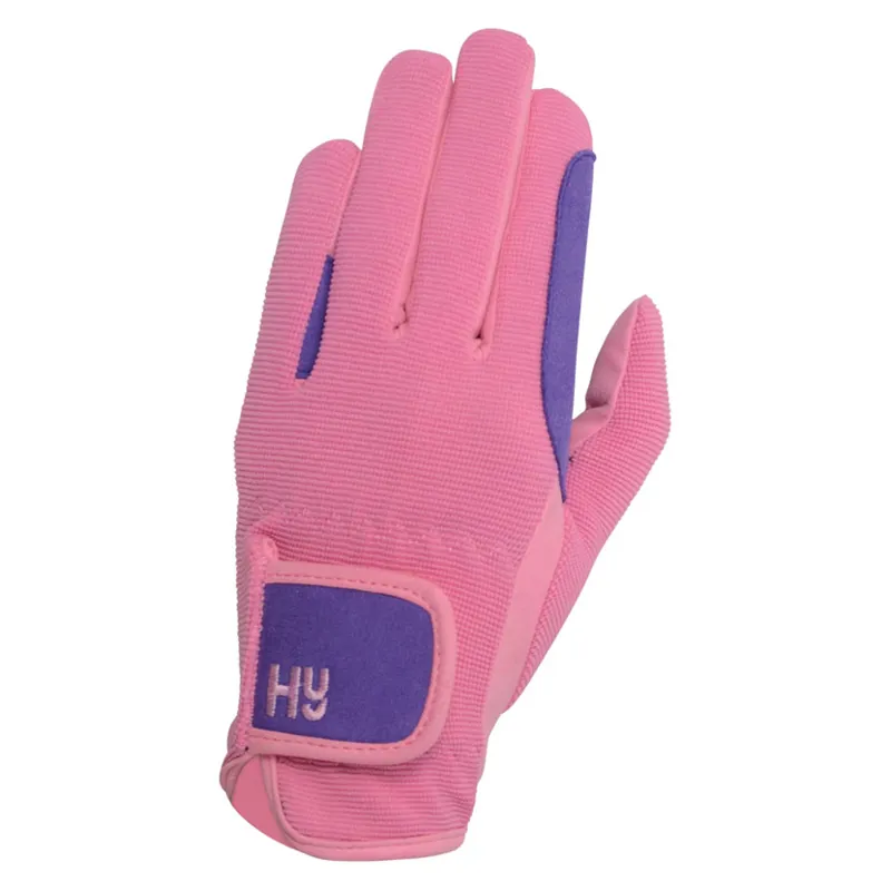 Hy5 Children's Two Tone Riding Gloves - - Purple/Pink child x large