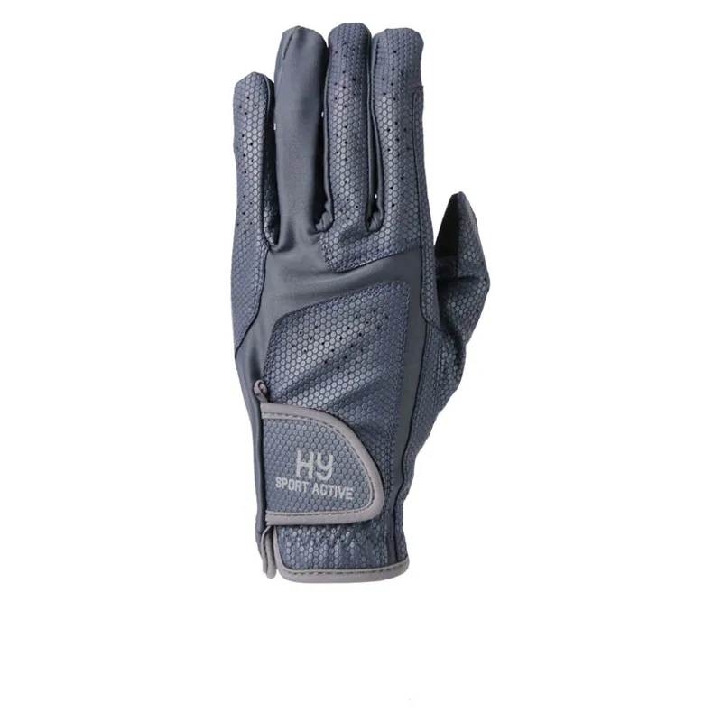 Hy Sport Active Riding Gloves in Navy/Pencil Point Grey