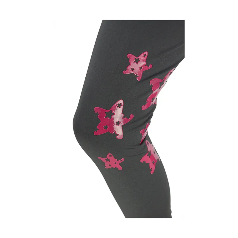 Hy Equestrian Theodora Children's Riding Tights in Grey/Raspberry-1
