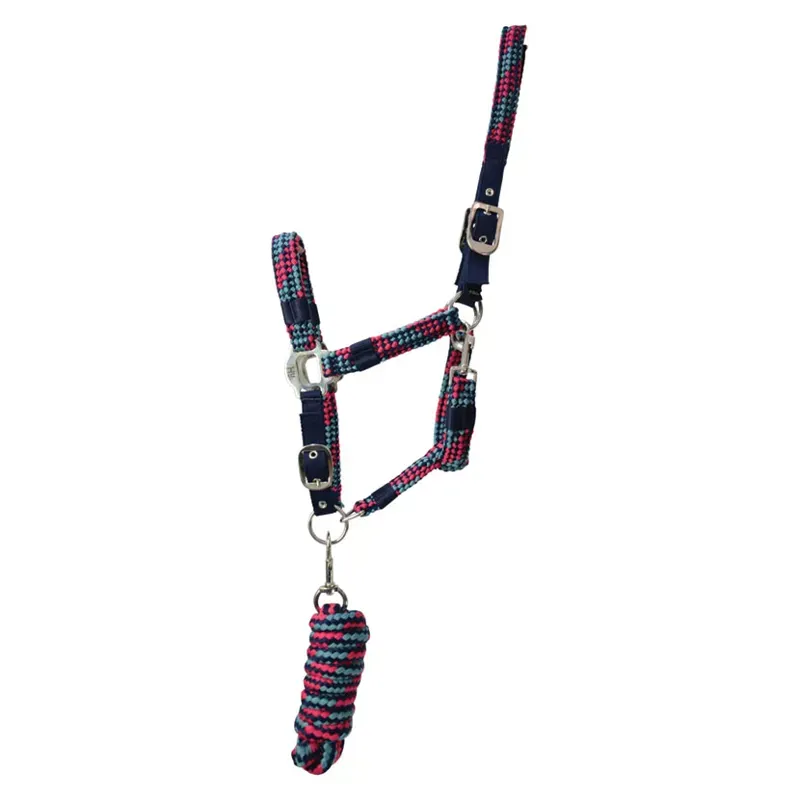 Hy Equestrian Adjustable Head Collar With Rope in Navy