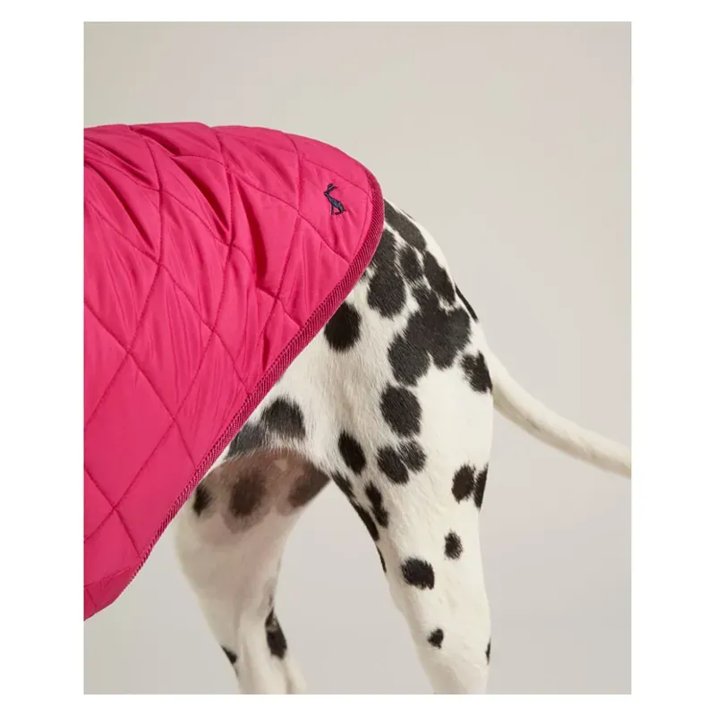 Joules Quilted Dog Coat in Raspberry-1