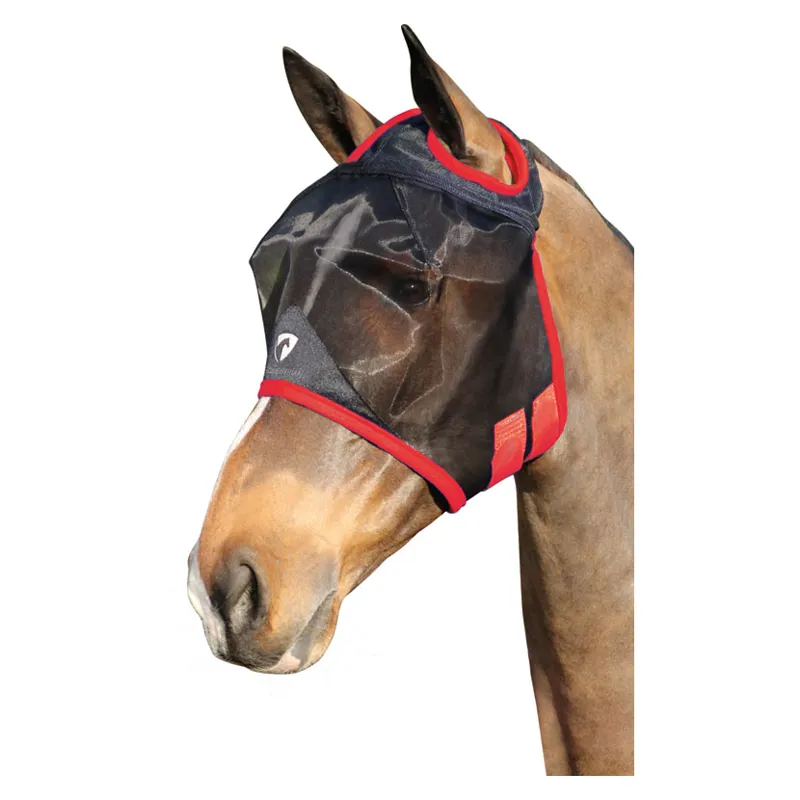 Hy Equestrian Mesh Half Mask Without Ears in Black/Red