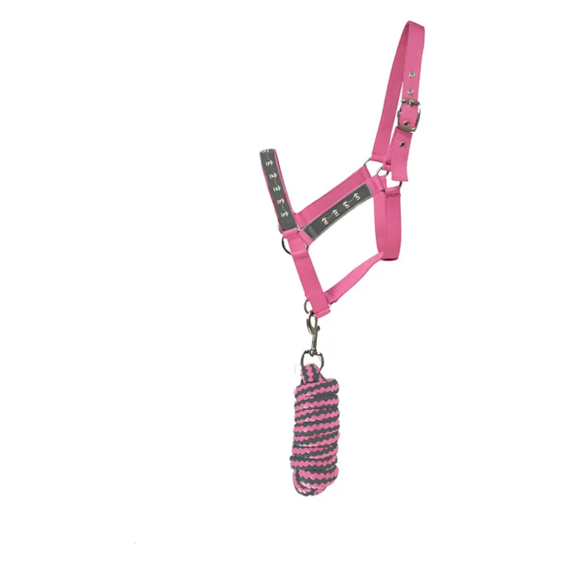 Hy Equestrian Merry Go Round Head Collar And Lead Rope in Grey/Pink