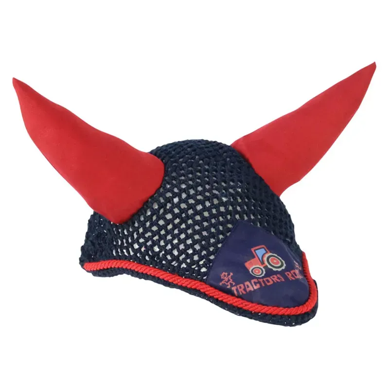 Hy Equestrian Tractors Rock Fly Veil in Navy/Red